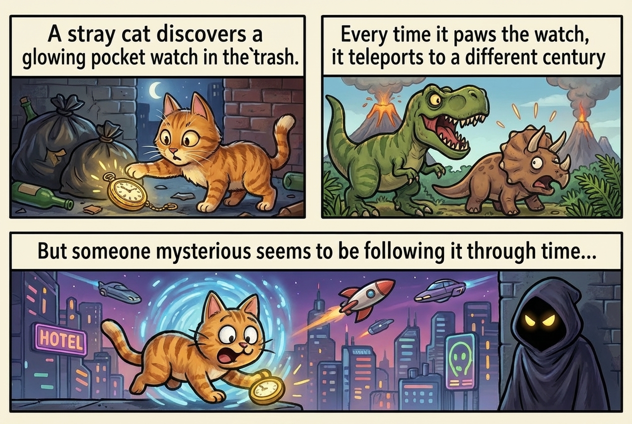 Time Travel Adventure - Multi-panel story